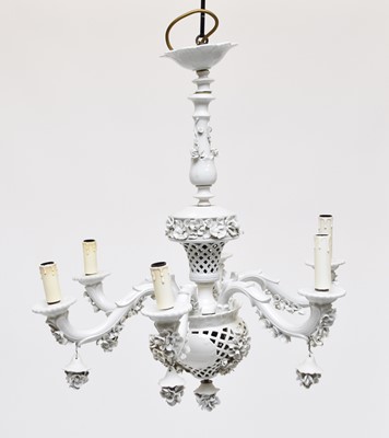 Lot 248 - A  Capodimonte porcelain six-branch chandelier