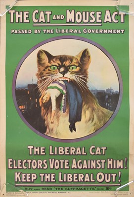 Lot 139 - SUFFRAGETTE POSTER, The Cat and Mouse Act, reprint 1971