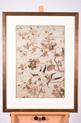 Lot 113 - A Chinese embroidered silk panel, Qing Dynasty