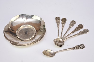 Lot 79 - Six Chinese silver spoons and a small bowl