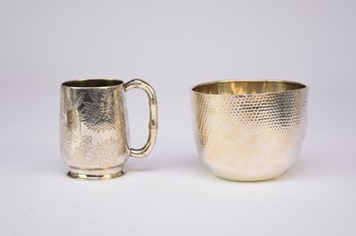 Lot 80 - A Chinese silver mug and a silver bowl