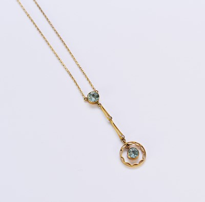 Lot 134 - An early 20th century aquamarine and seed pearl necklace