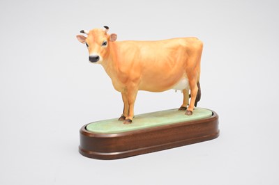 Lot 266 - Royal Worcester Jersey Cow and a miniature service decorated with through