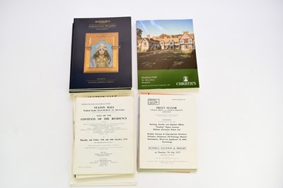 Lot 145 - STOKESAY COURT, Sotheby's catalogues, 3 vols 1994.  With Christies catalogue for Pitchford Hall, 1992.  With other catalogues and Shropshire books (box)