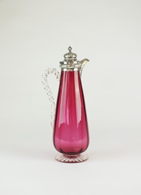 Lot 9 - A Victorian silver mounted cranberry glass claret jug