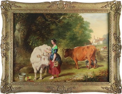 Lot 169 - Aster Richard Chilken Corbould (1812 - 1882) Milkmaid with Two Cows