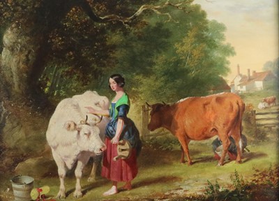 Lot 169 - Aster Richard Chilken Corbould (1812 - 1882) Milkmaid with Two Cows