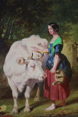 Lot 169 - Aster Richard Chilken Corbould (1812 - 1882) Milkmaid with Two Cows