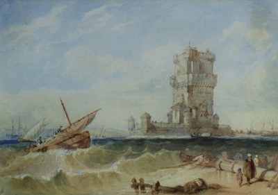 Lot 195 - After Clarkson Stanfield (1793 - 1867) The Belem Tower, Lisbon