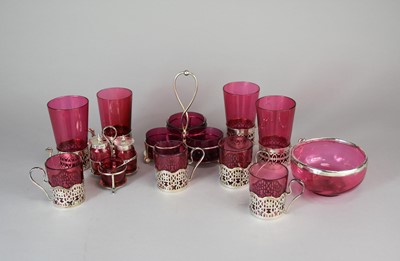 Lot 38 - A collection of silver and Cranberry glass wares