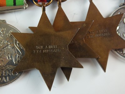 Lot 74 - Second World War ‘Desert Rats’ M.M medal group awarded to Tpr. J Bell (7th Hussars)
