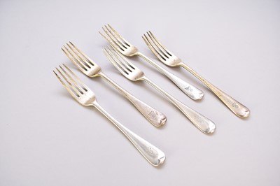 Lot 45 - A set of five silver dessert forks
