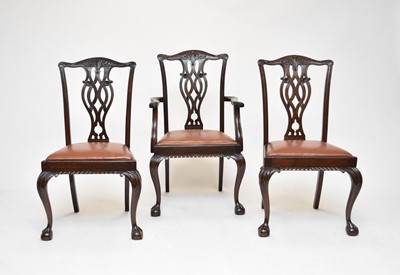 Lot 599 - A set of eight (6 + 2) mahogany dining chairs
