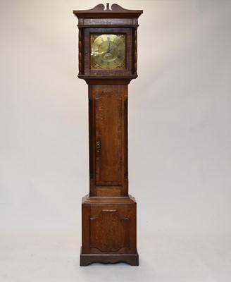 Lot 521 - A George III oak brass dial longcase clock
