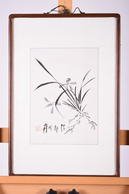 Lot 475 - Korean School, 20th century, flower study, ink on silk