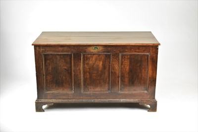 Lot 566 - An 18th century oak three panel coffer