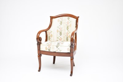 Lot 291 - A French mahogany fauteuil a gondola, circa 1830 armchair