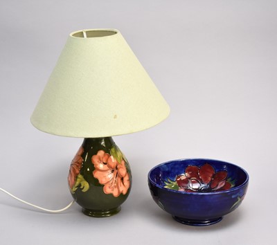 Lot 339 - A Moorcroft 'Hibiscus' lamp and 'Anemone' bowl