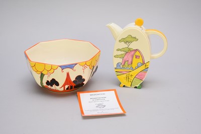 Lot 341 - Wedgwood Clarice Cliff octagonal bowl and Bonjour coffee pot