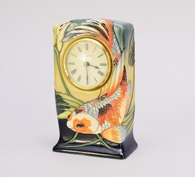 Lot 342 - Moorcroft Koi carp timepiece