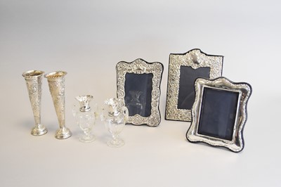 Lot 64 - Two pairs of vases and three frames