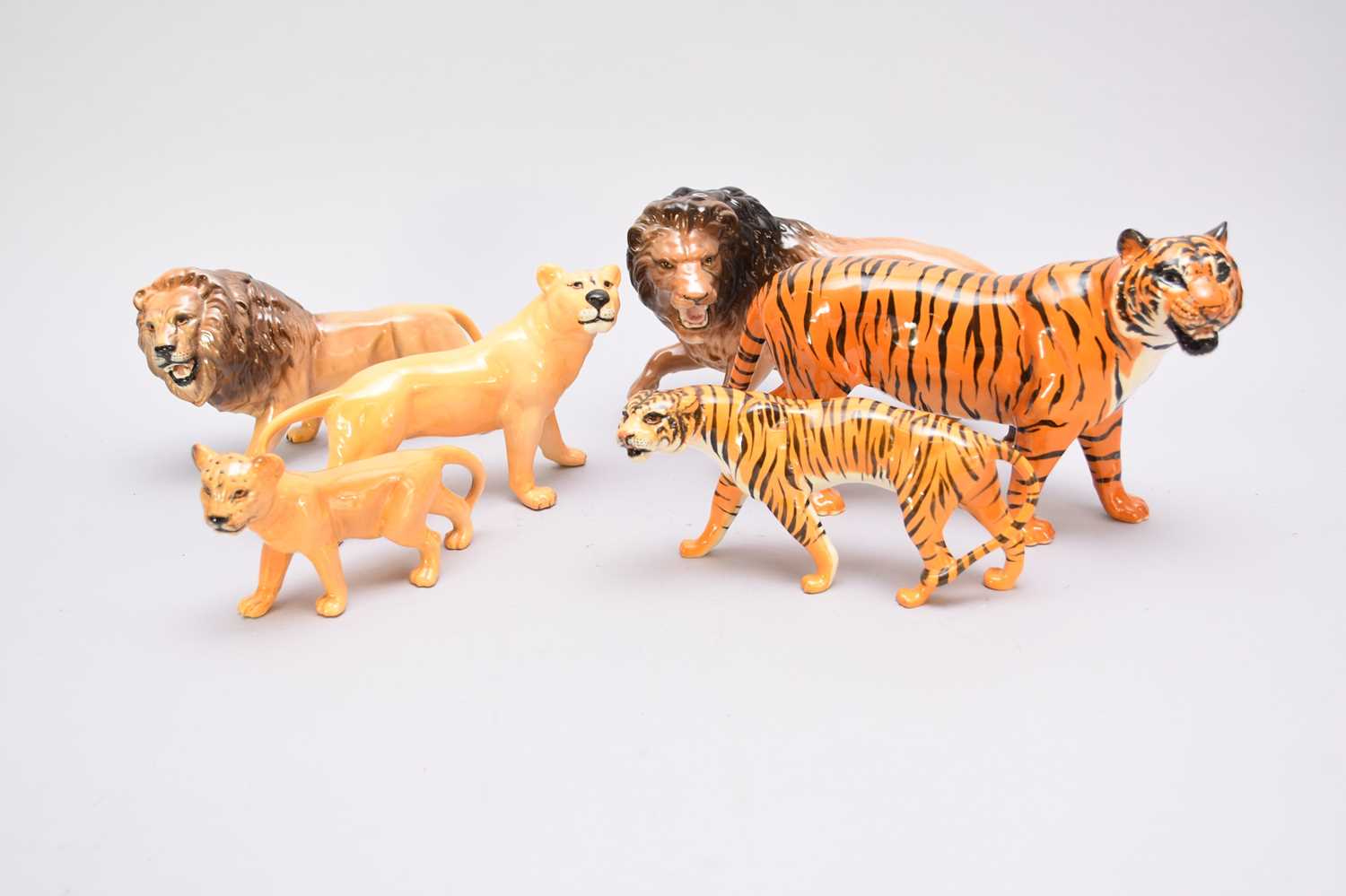 Lot 397 - Beswick lions and tigers