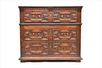Lot 611 - A late 17th century oak chest of drawers