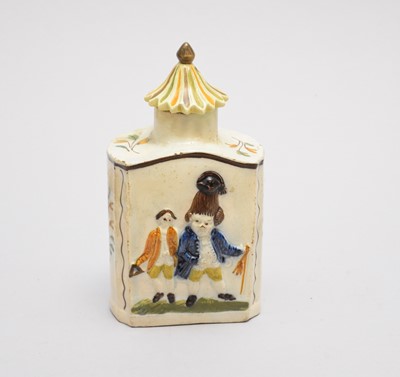 Lot 295 - Prattware Macaroni tea canister and cover, circa 1790