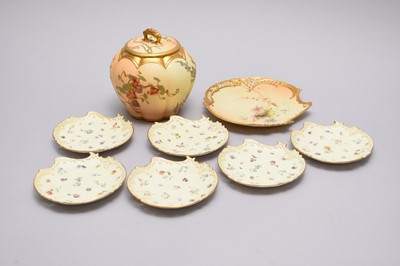 Lot 311 - Royal Worcester blush ivory melon jar and dessert dishes