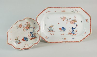 Lot 333 - Bow 'Two Quails' rectangular dish and matching leaf tray, circa 1765