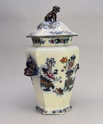 Lot 310 - A large English ironstone pot pourri jar and cover