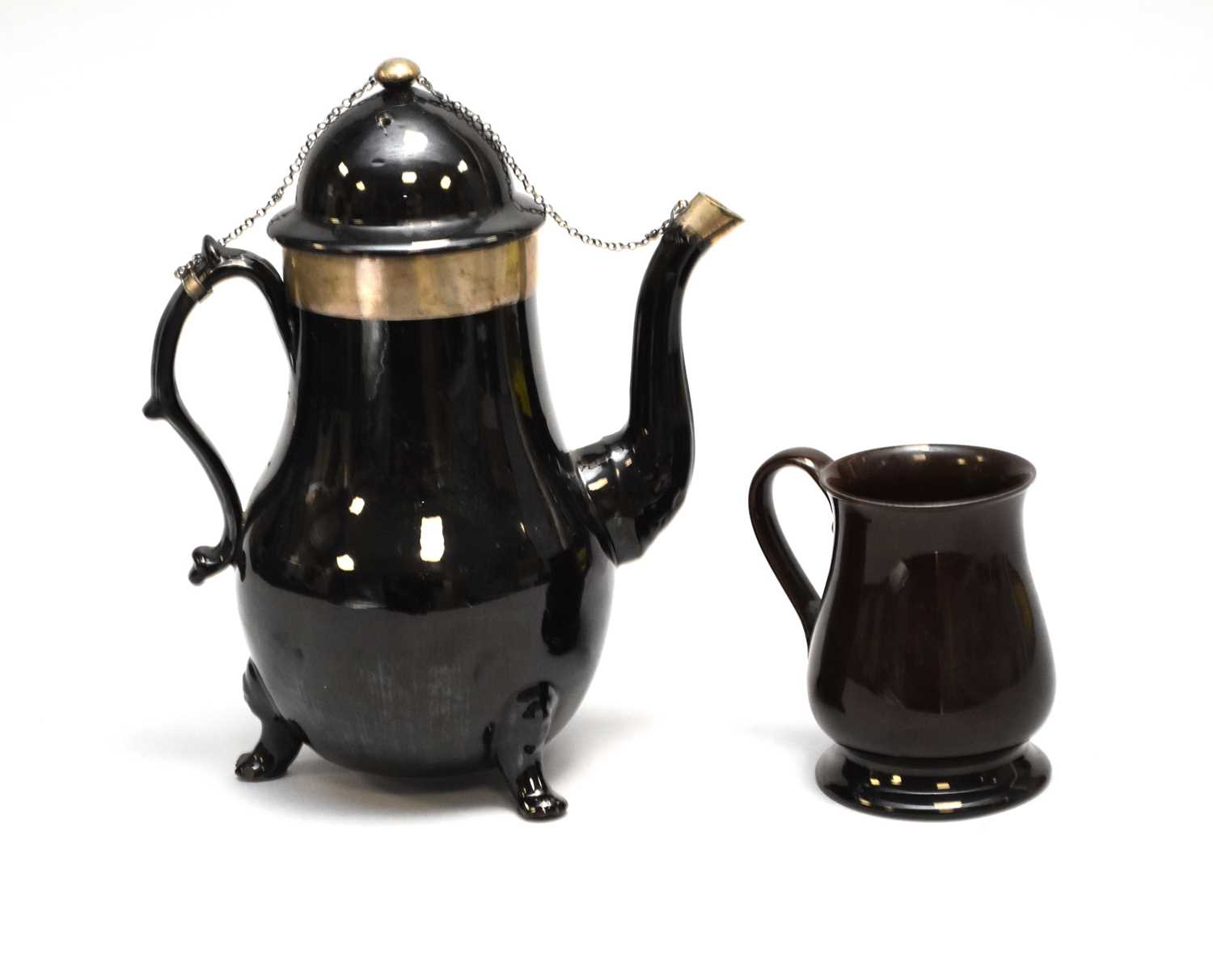 Lot 293 - Jackfield coffee pot and mug