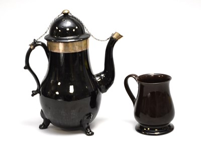 Lot 293 - Jackfield coffee pot and mug