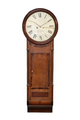Lot 266 - An early 19th century oak and mahogany tavern-type wall clock, by 'W.E.Evans, Welshpool Quay'