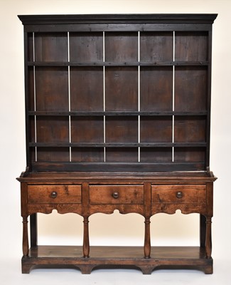 Lot 602 - An 18th century and later oak dresser and rack