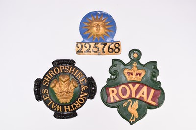 Lot 261 - Three 19th century fire marks: Shropshire and North Wales, Royal and Sun