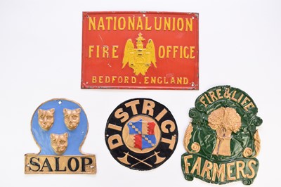 Lot 257 - Four 19th century fire marks: District, Salop, National Union and Farmers