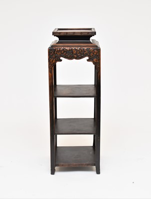 Lot 601 - A 20th century Chinese, three-tier occasional table