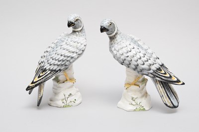 Lot 394 - A pair of German porcelain models of Goshawks