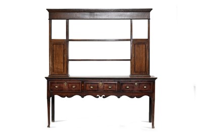 Lot 677 - A 17th / 18th century oak dresser and later rack