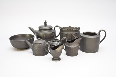 Lot 306 - A group of English black basalt stoneware, 19th century