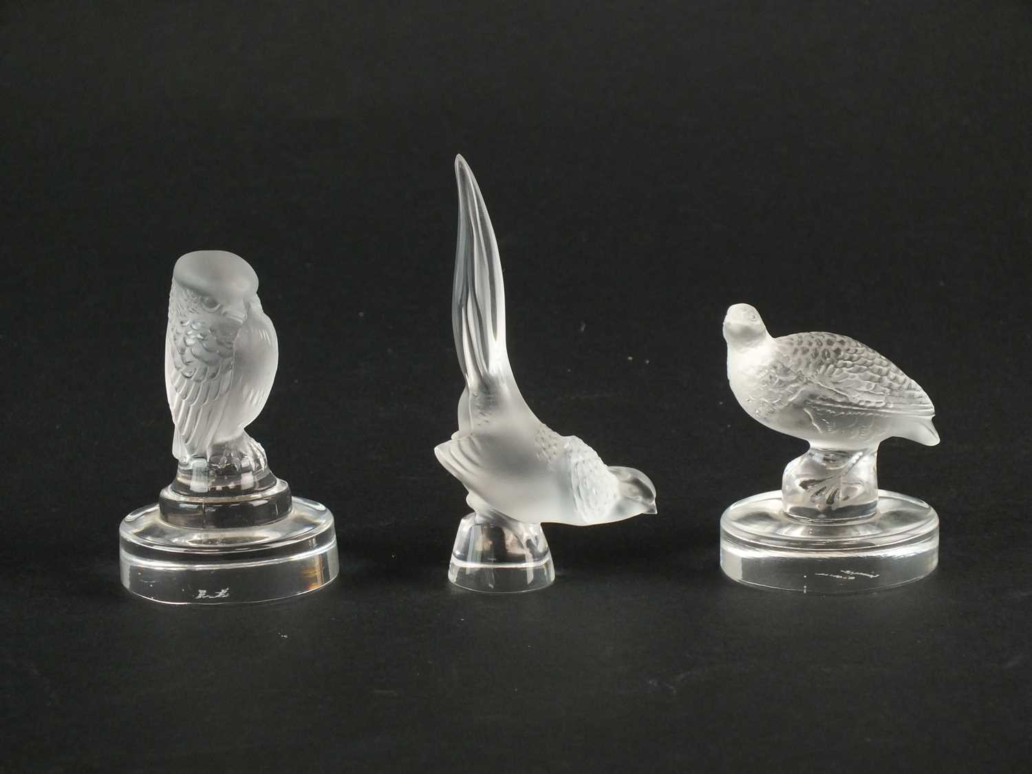 Lot 260 - Three Lalique frosted glass birds, post-war