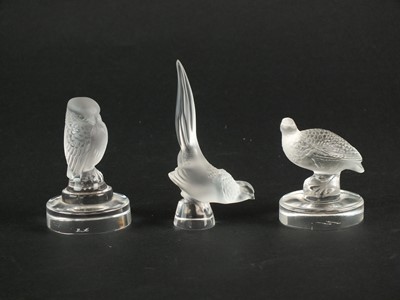 Lot 260 - Three Lalique frosted glass birds, post-war