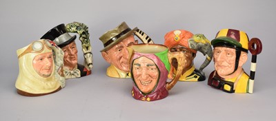 Lot 351 - Six large Royal Doulton character jugs including Captain Scott and the Elephant Trainer