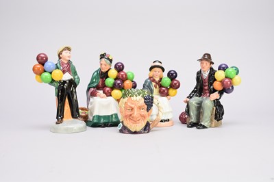 Lot 358 - Four Royal Doulton Balloon sellers and a character jug