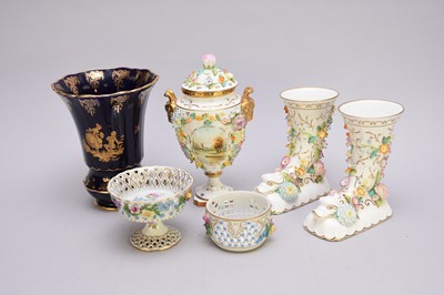 Lot 387 - Coalport and Continental floral encrusted wares