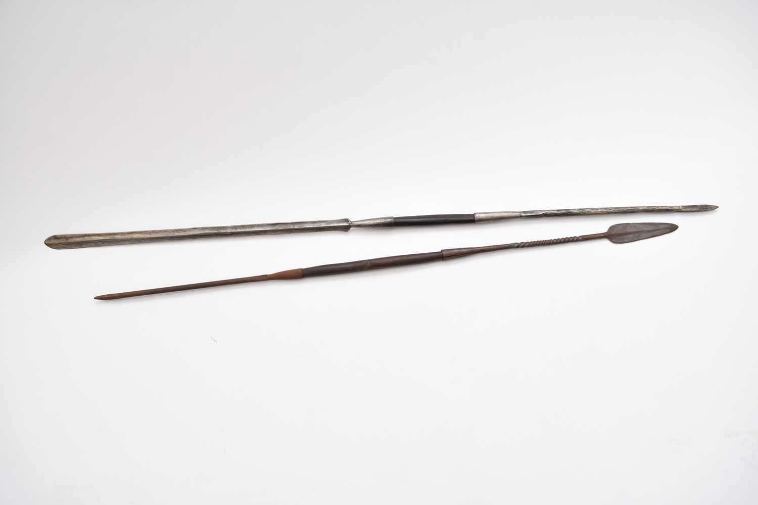 Lot 463 - Two East African tribal Masai lion hunting spears