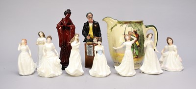 Lot 360 - Royal Doulton ladies, 'The Auctioneer' and a Series Ware jug