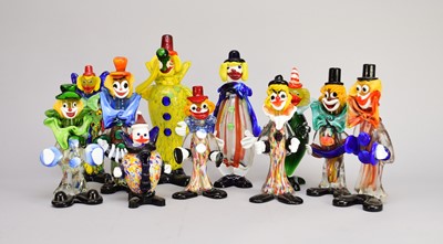 Lot 266 - A group of 23 assorted Murano glass clowns,...