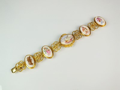 Lot 79 - A mid-19th century porcelain plaque bracelet